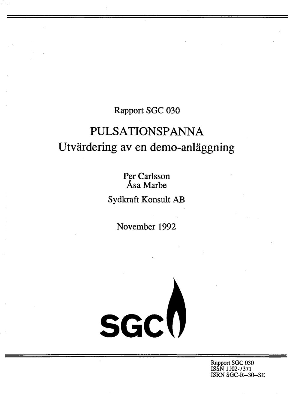 Marbe Sydkraft Konsult AB November 1992 SGC