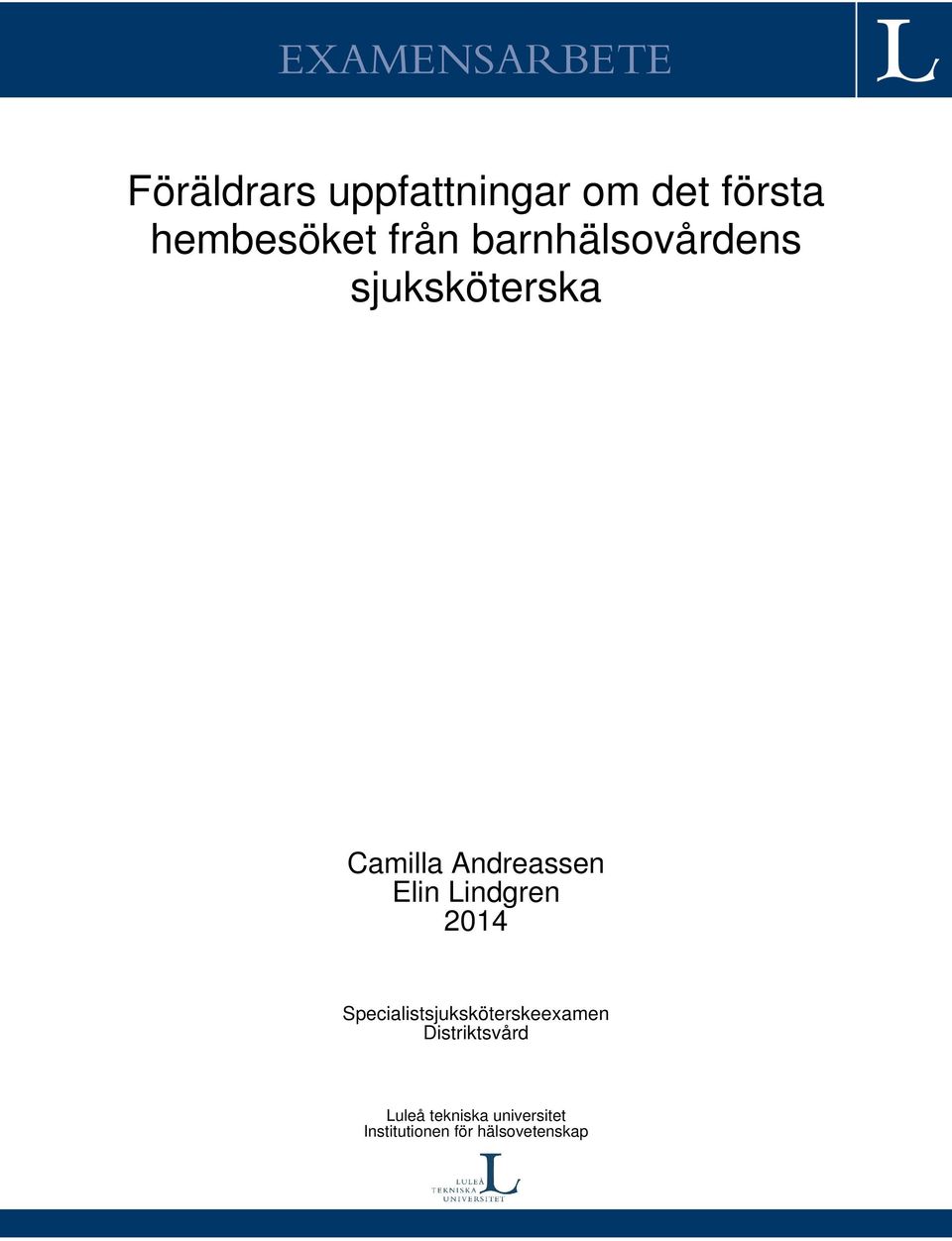 Andreassen Elin Lindgren 2014 Specialistsjuksköterskeexamen