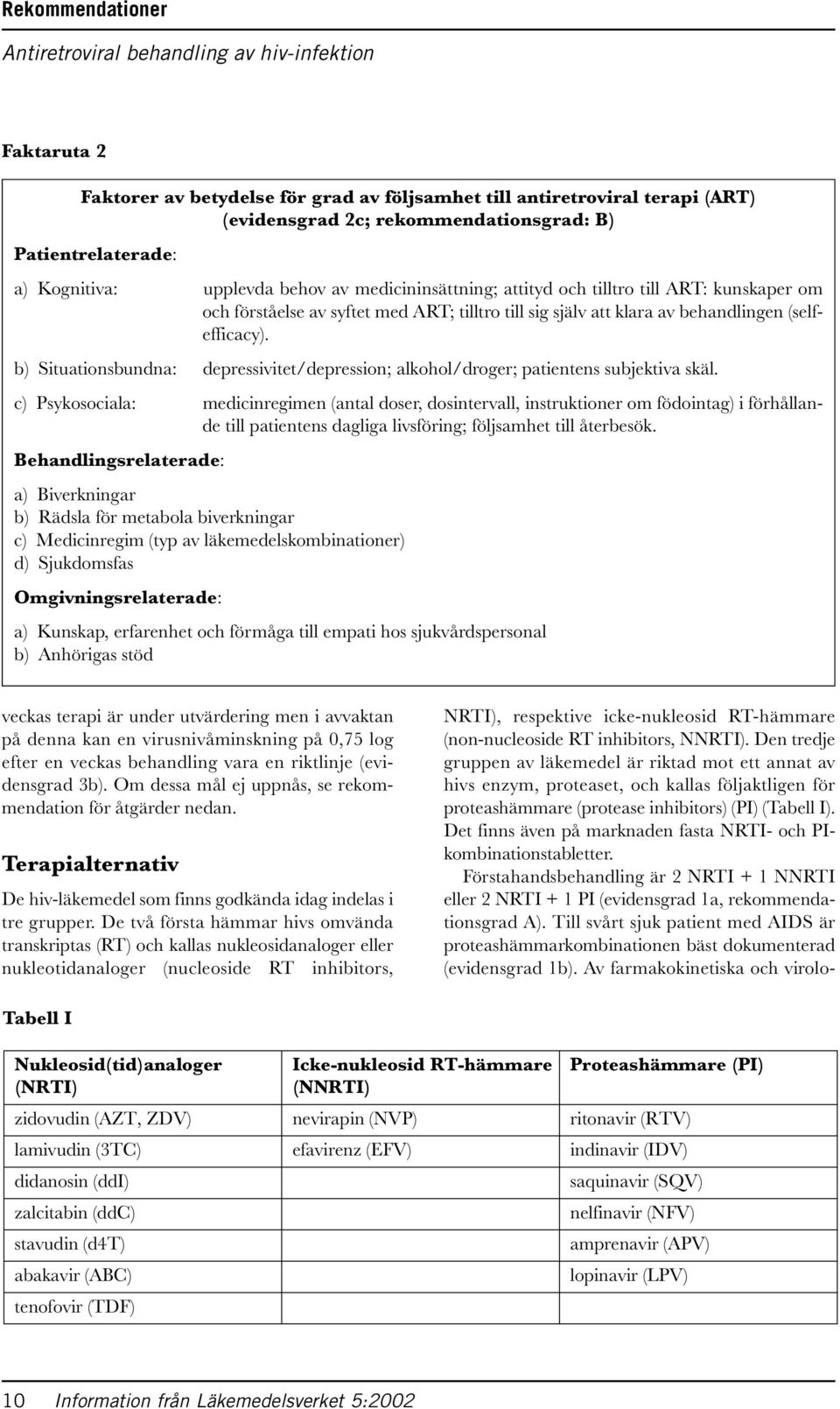 (selfefficacy). b) Situationsbundna: depressivitet/depression; alkohol/droger; patientens subjektiva skäl.