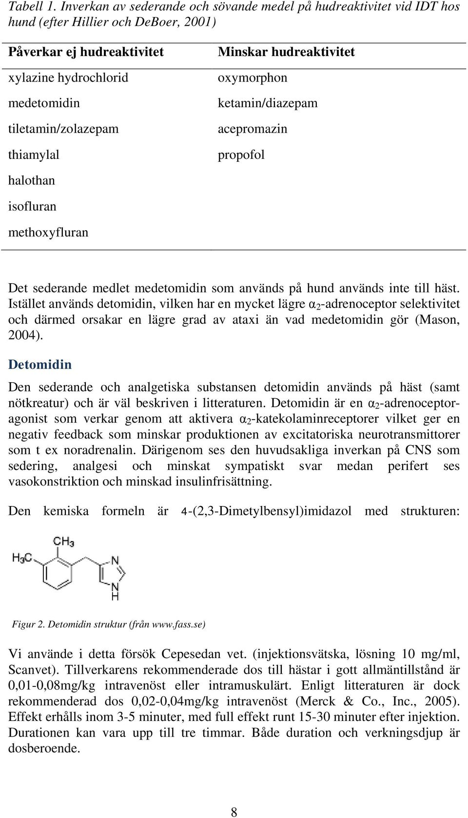 halothan isofluran methoxyfluran Minskar hudreaktivitet oxymorphon ketamin/diazepam acepromazin propofol Det sederande medlet medetomidin som används på hund används inte till häst.