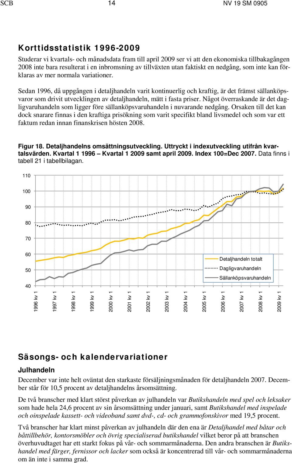 Sedan 1996, då uppgången i detaljhandeln varit kontinuerlig och kraftig, är det främst sällanköpsvaror som drivit utvecklingen av detaljhandeln, mätt i fasta priser.