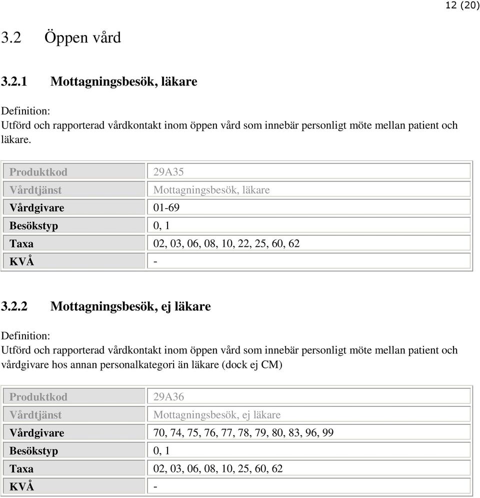 och rapporterad vårdkontakt inom öppen vård som innebär personligt möte mellan patient och vårdgivare hos annan personalkategori än läkare (dock ej CM)