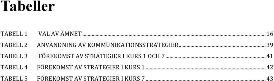 .. 39 FÖREKOMST AV STRATEGIER I KURS 1 OCH 7.
