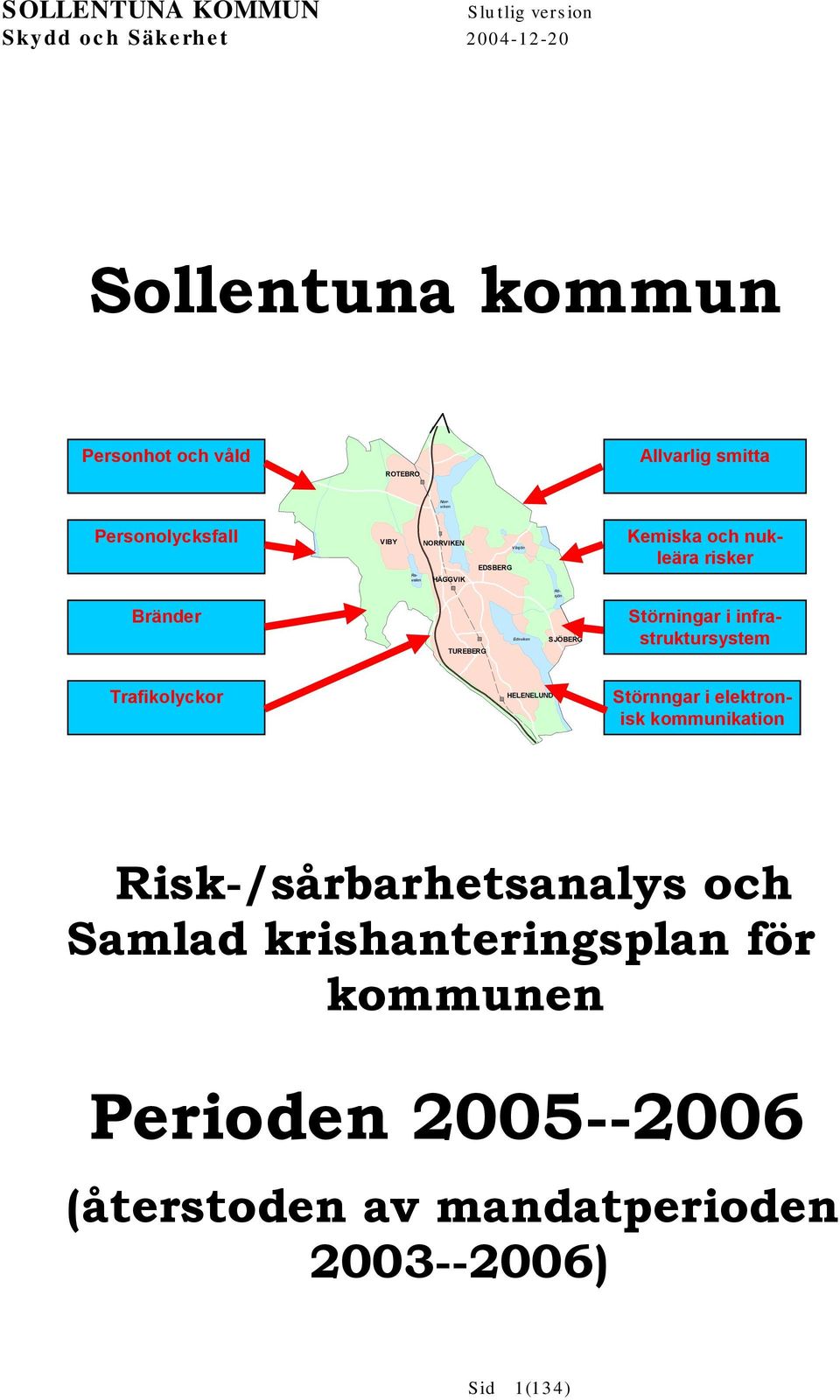 Edsviken SJÖBERG Störningar i infrastruktursystem Trafikolyckor HELENELUND Störnngar i elektronisk kommunikation