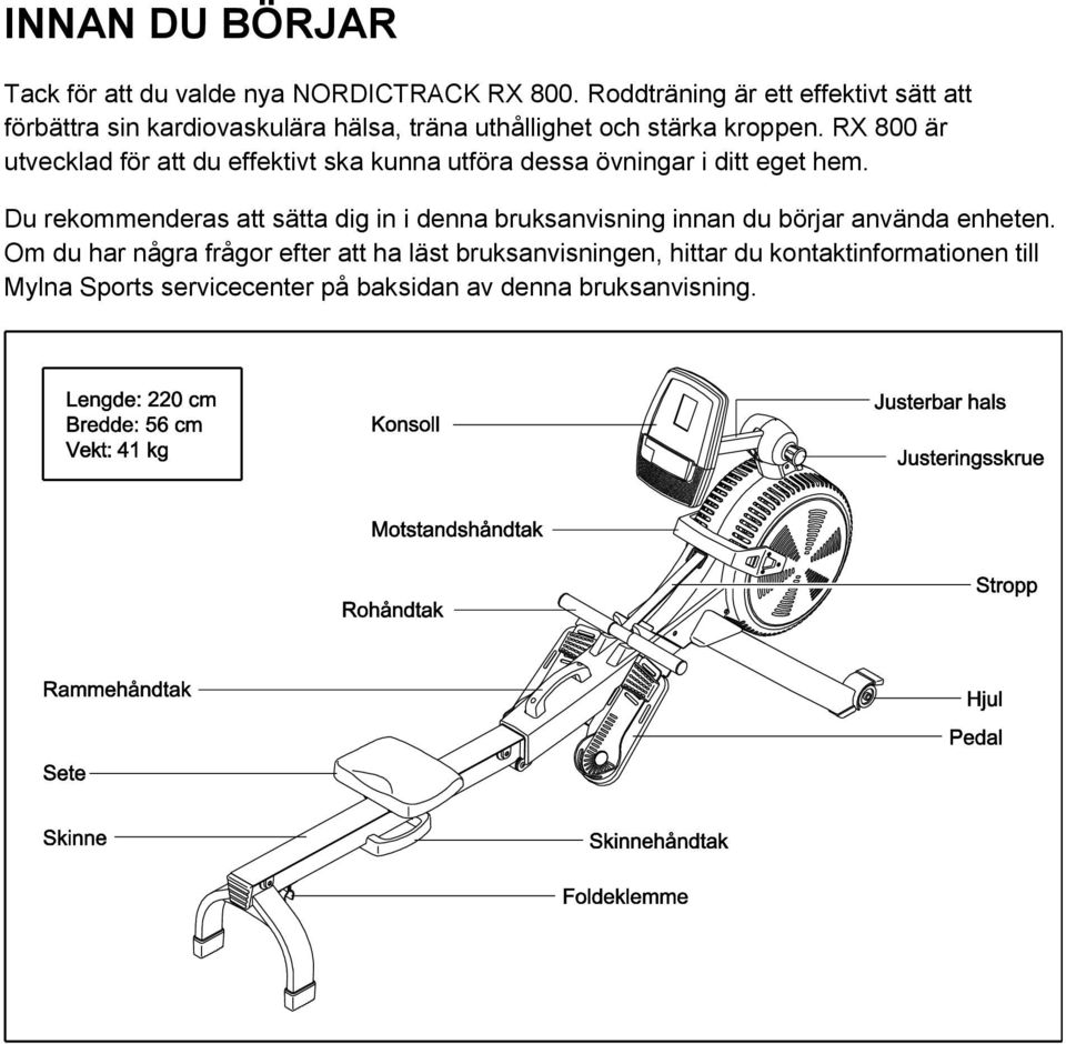 RX 800 är utvecklad för att du effektivt ska kunna utföra dessa övningar i ditt eget hem.