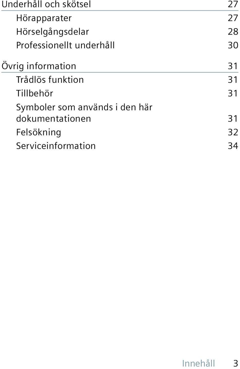funktion 31 Tillbehör 31 Symboler som används i den här