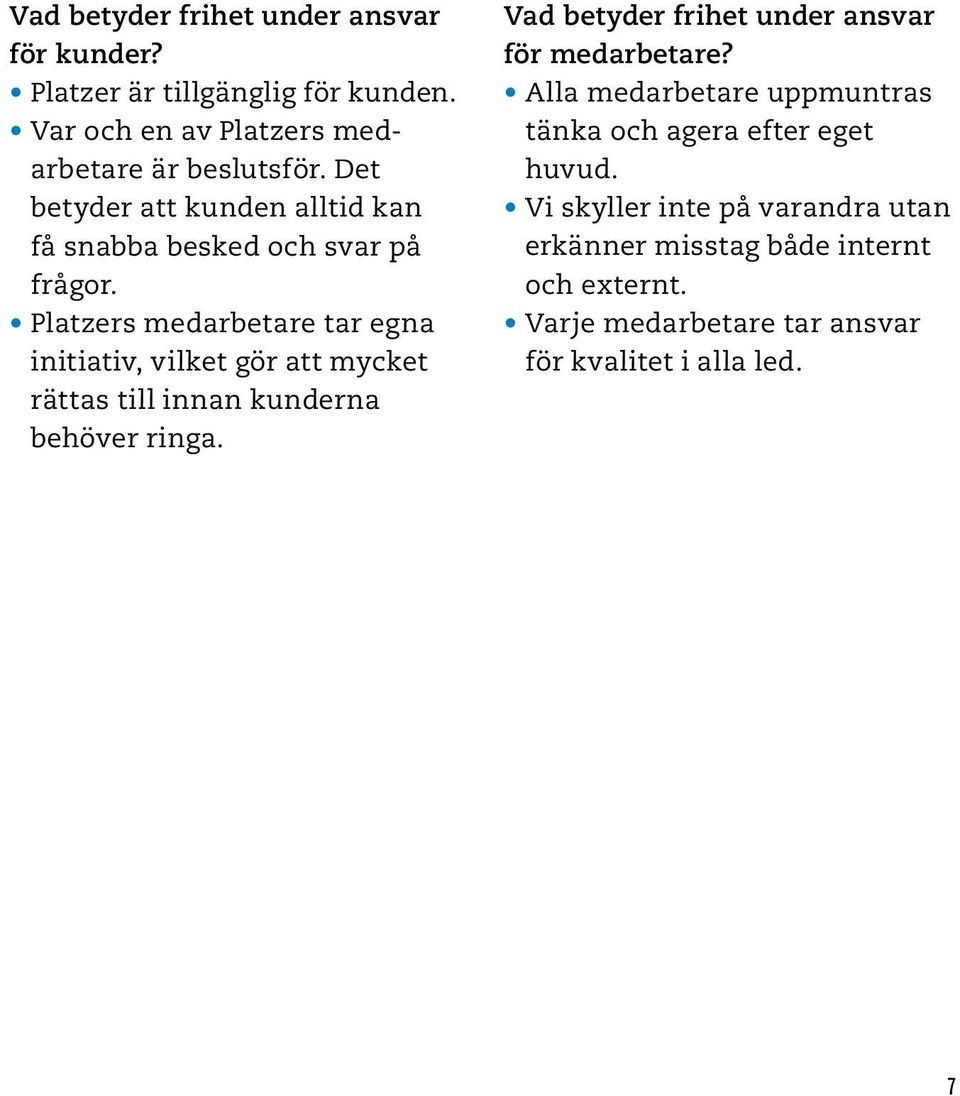 Platzers medarbetare tar egna initiativ, vilket gör att mycket rättas till innan kunderna behöver ringa.