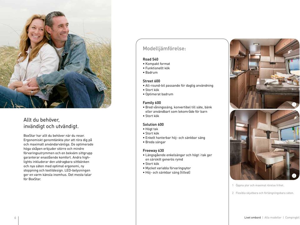 Andra highlights inkluderar den utdragbara sittbänken och nya säten med optimal ergonomi, ny stoppning och textildesign. LED-belysningen ger en varm känsla inomhus. Det mesta talar för BoxStar.