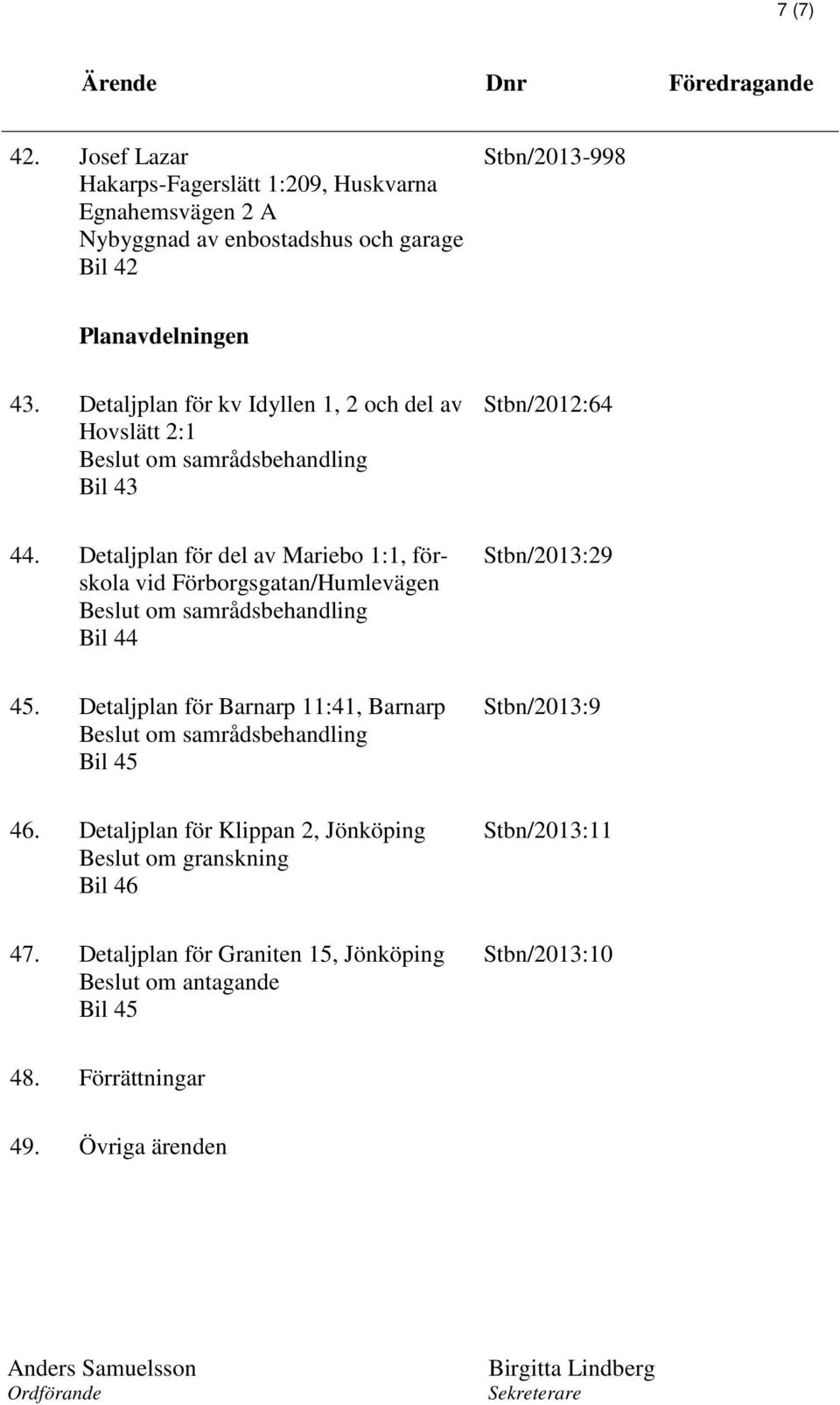 Detaljplan för del av Mariebo 1:1, förskola vid Förborgsgatan/Humlevägen Beslut om samrådsbehandling Bil 44 Stbn/2013:29 45.