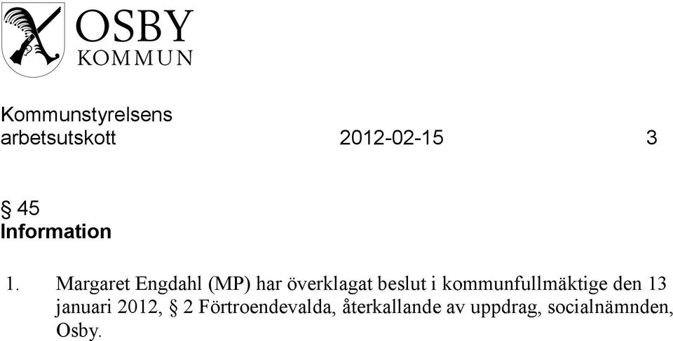 kommunfullmäktige den 13 januari 2012, 2