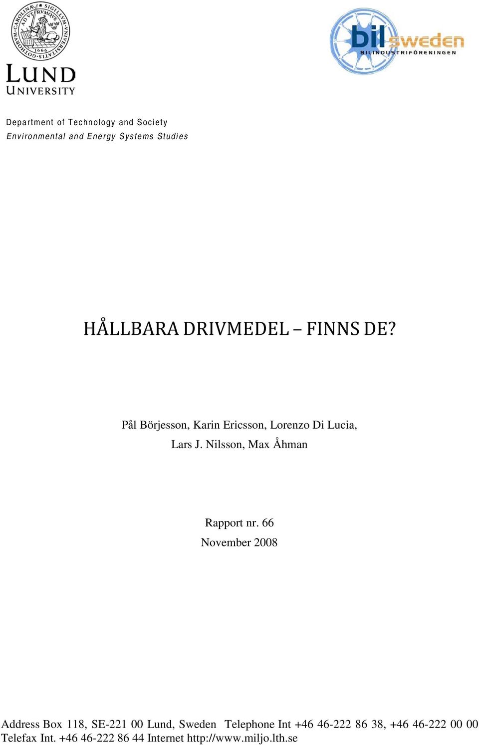 Nilsson, Max Åhman Rapport nr.