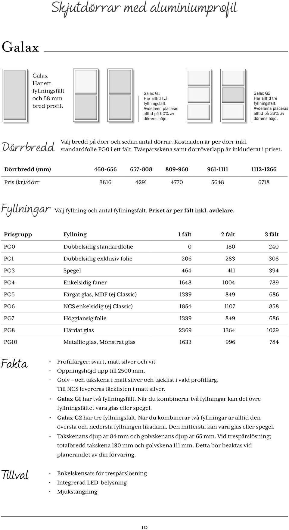 Tvåspårsskena samt dörröverlapp är inkluderat i priset.