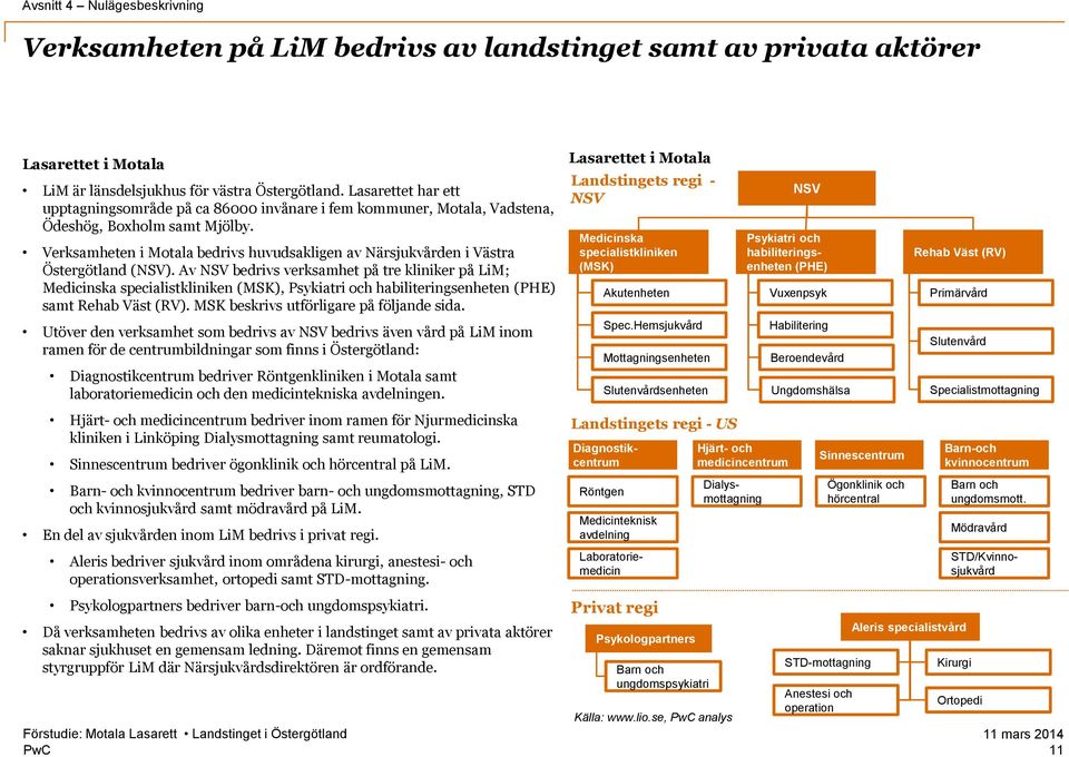 Verksamheten i Motala bedrivs huvudsakligen av Närsjukvården i Västra Östergötland (NSV).