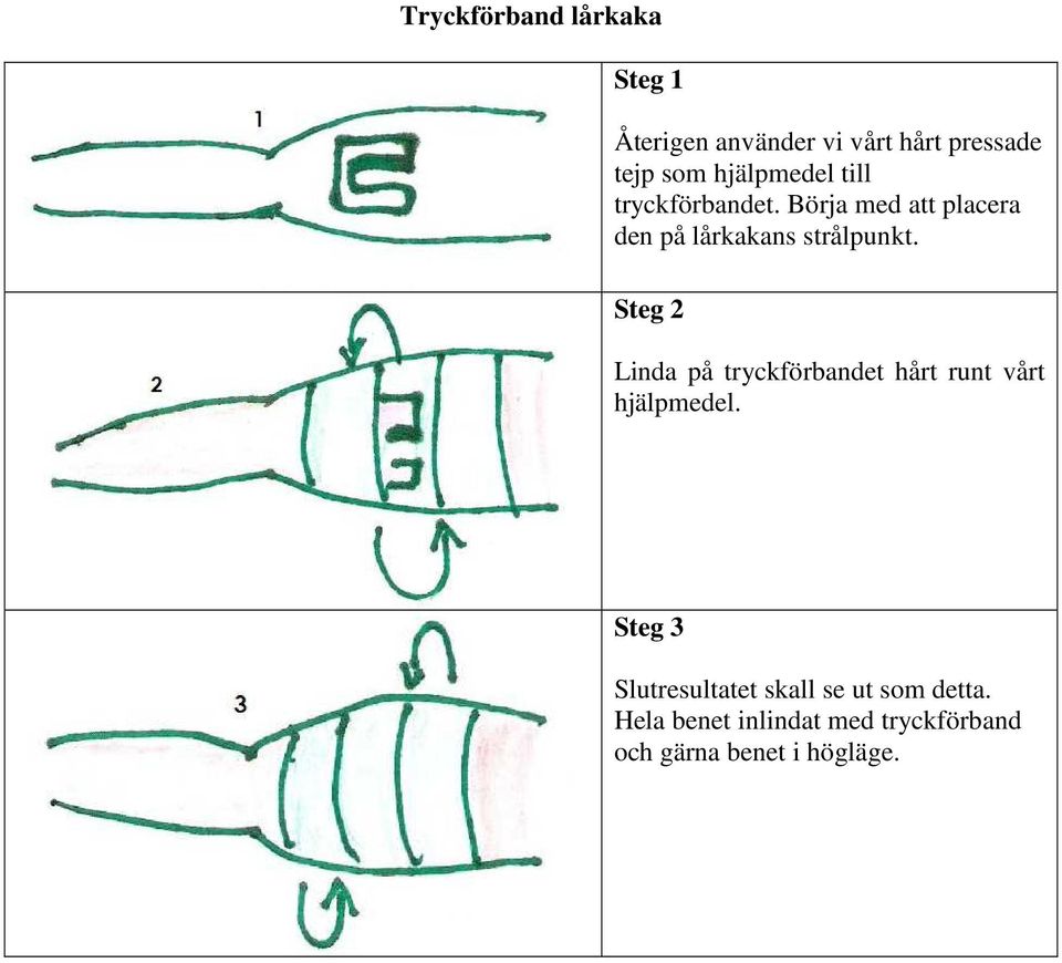 Steg 2 Linda på tryckförbandet hårt runt vårt hjälpmedel.
