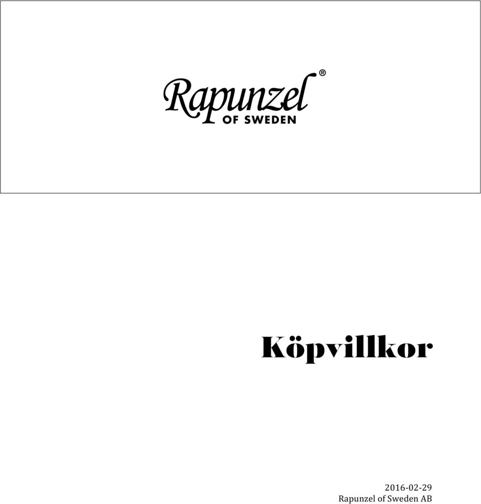 Köpvillkor Rapunzel of Sweden AB - PDF Free Download