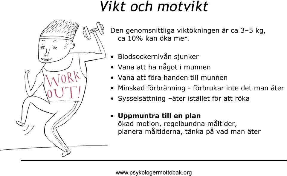 Minskad förbränning - förbrukar inte det man äter Sysselsättning äter istället för att