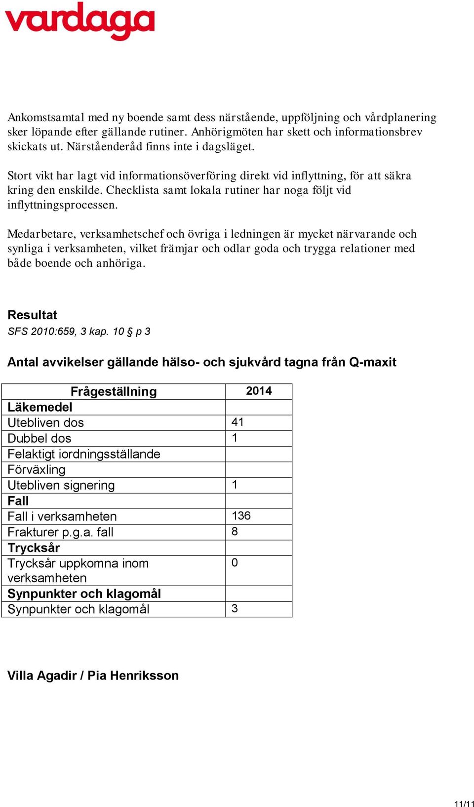 Checklista samt lokala rutiner har noga följt vid inflyttningsprocessen.