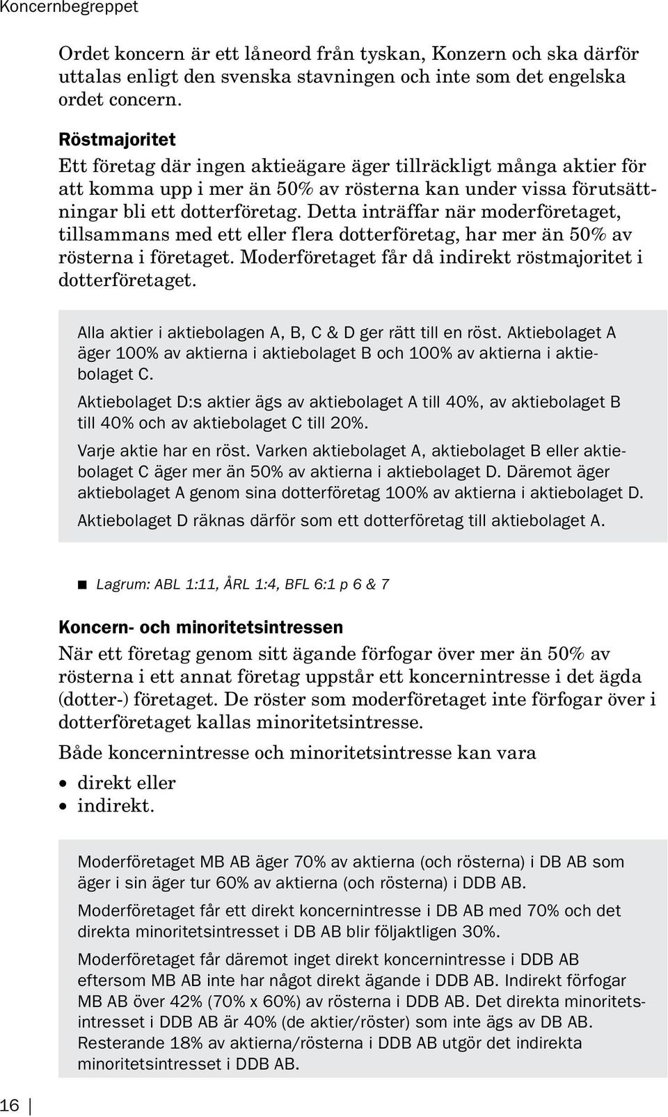 Detta inträffar när moder företaget, tillsammans med ett eller flera dotterföretag, har mer än 50% av rösterna i företaget. Moderföretaget får då indirekt röstmajoritet i dotterföretaget.