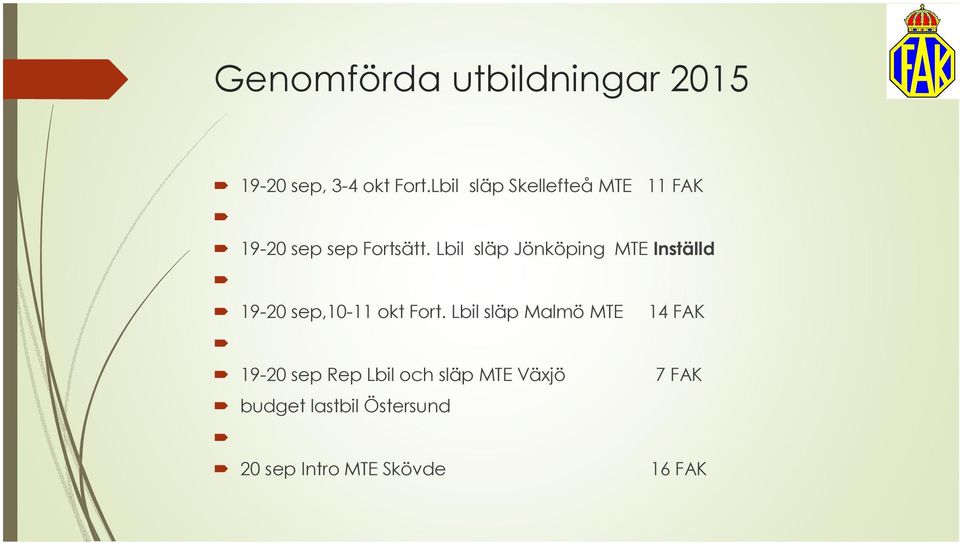 Lbil släp Jönköping MTE Inställd 19-20 sep,10-11 okt Fort.