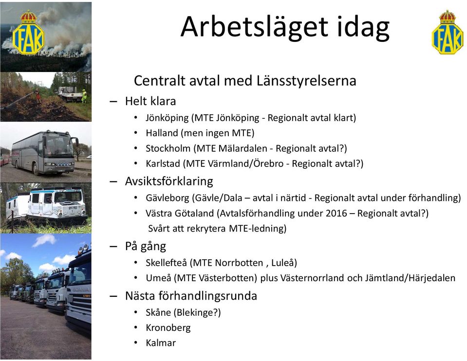 ) Avsiktsförklaring Gävleborg (Gävle/Dala avtal i närtid - Regionalt avtal under förhandling) Västra Götaland (Avtalsförhandling under 2016