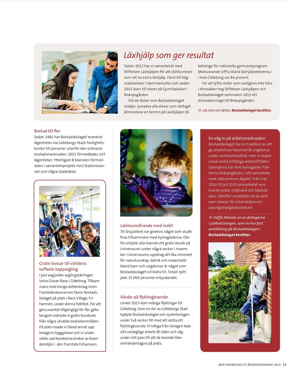 Vid de skolor som Bostadsbolaget stödjer, lyckades alla elever som deltagit åtminstone en termin på Läxhjälpen bli behöriga för nationella gymnasieprogram.