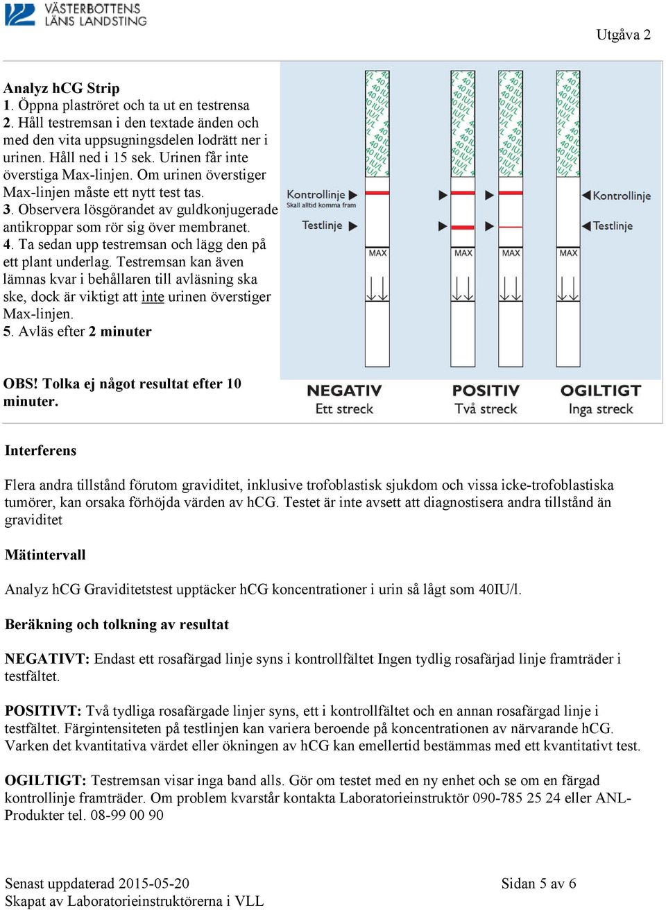 Metodbeskrivning hcg kassett och hcg Strip, urin, Analyz - PDF Gratis  nedladdning