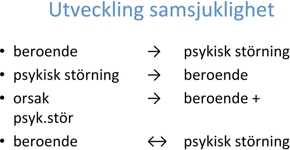 psykisk störning beroende orsak