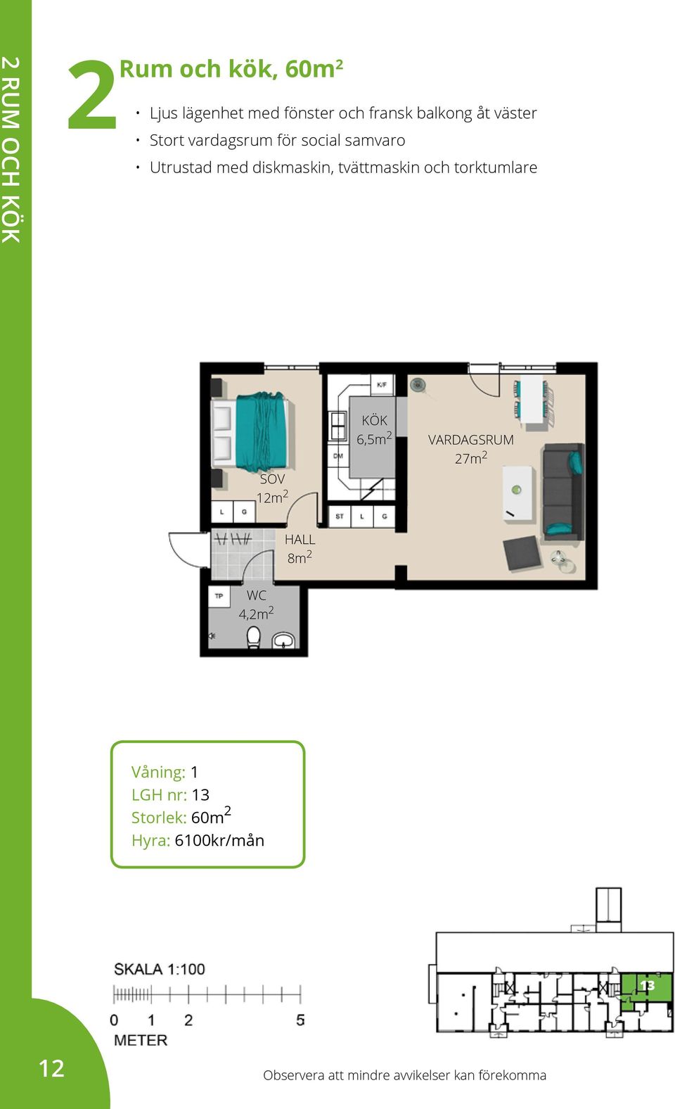 vardagsrum för social samvaro 12m 2 6,5m 2 27m 2 8m