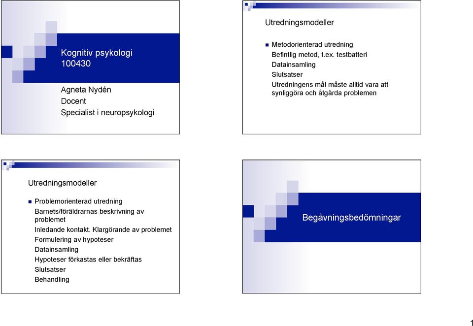 testbatteri Datainsamling Slutsatser Utredningens mål måste alltid vara att synliggöra och åtgärda problemen