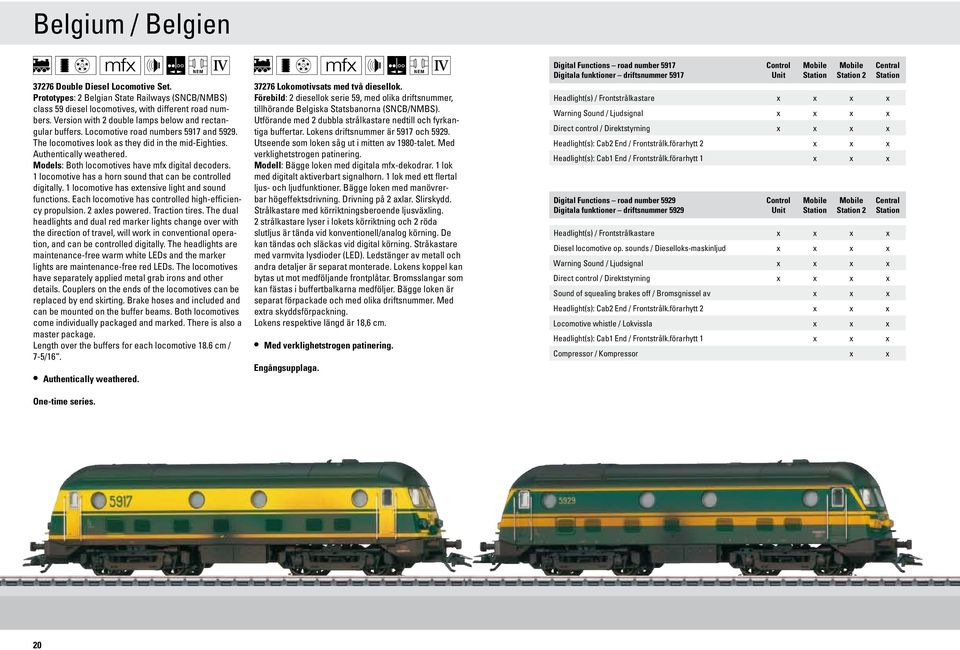 Models: Both locomotives have mfx digital decoders. 1 locomotive has a horn sound that can be controlled digitally. 1 locomotive has extensive light and sound functions.