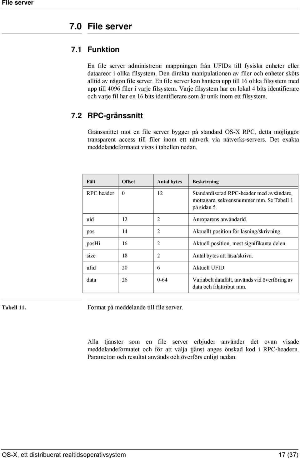 Varje filsystem har en lokal 4 bits identifierare och varje fil har en 16 bits identifierare som är unik inom ett filsystem. 7.