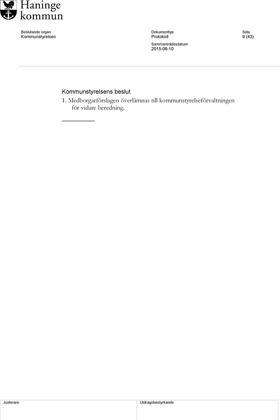Medborgarförslagen överlämnas