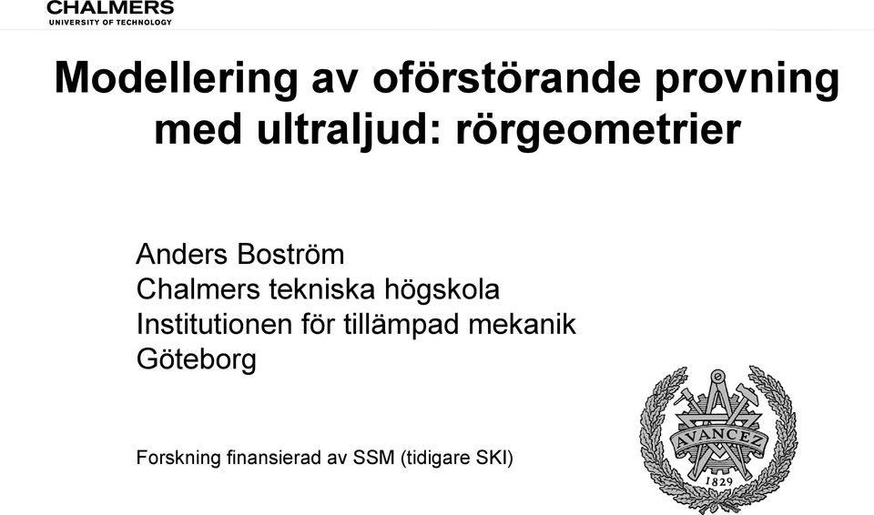 tekniska högskola Institutionen för tillämpad