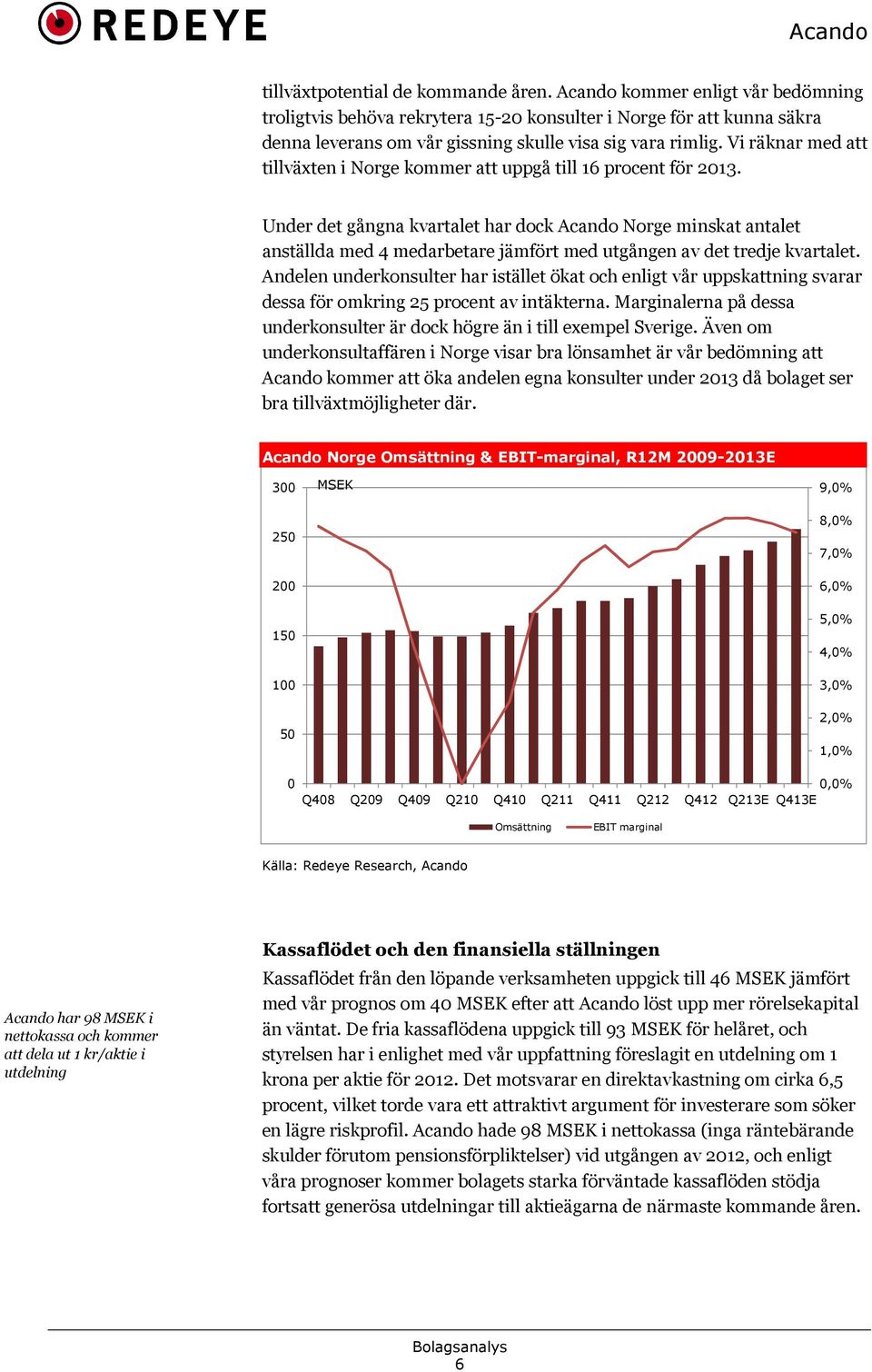 Vi räknar med att tillväxten i Norge kommer att uppgå till 16 procent för 2013.