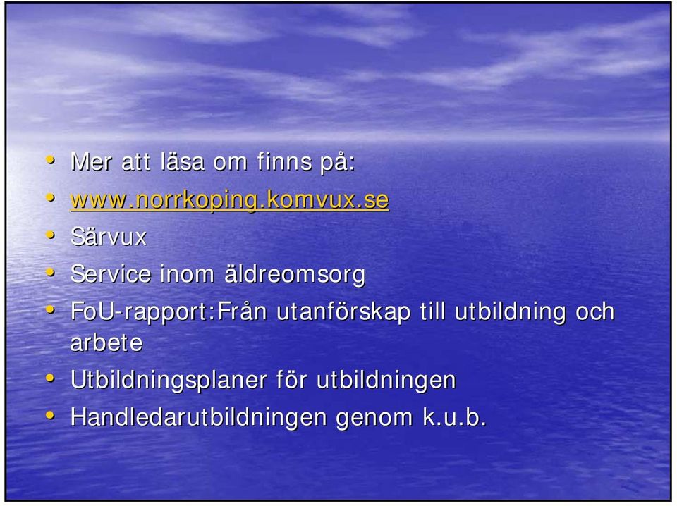 rapport:från utanförskap till utbildning och arbete