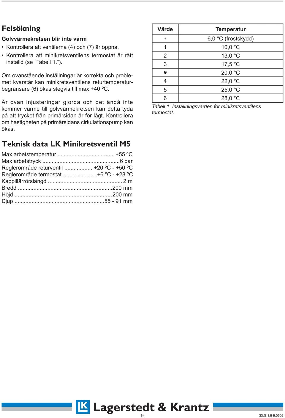 Är ovan injusteringar gjorda och det ändå inte kommer värme till golvvärmekretsen kan detta tyda på att trycket från primärsidan är för lågt.