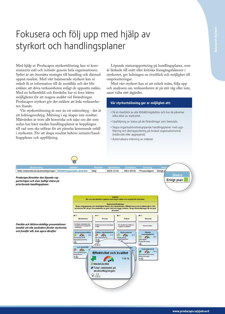 Med vårt balanserade styrkort kan ni enkelt få ut information till de anställda och det blir enklare att driva verksamheten enligt de uppsatta målen.