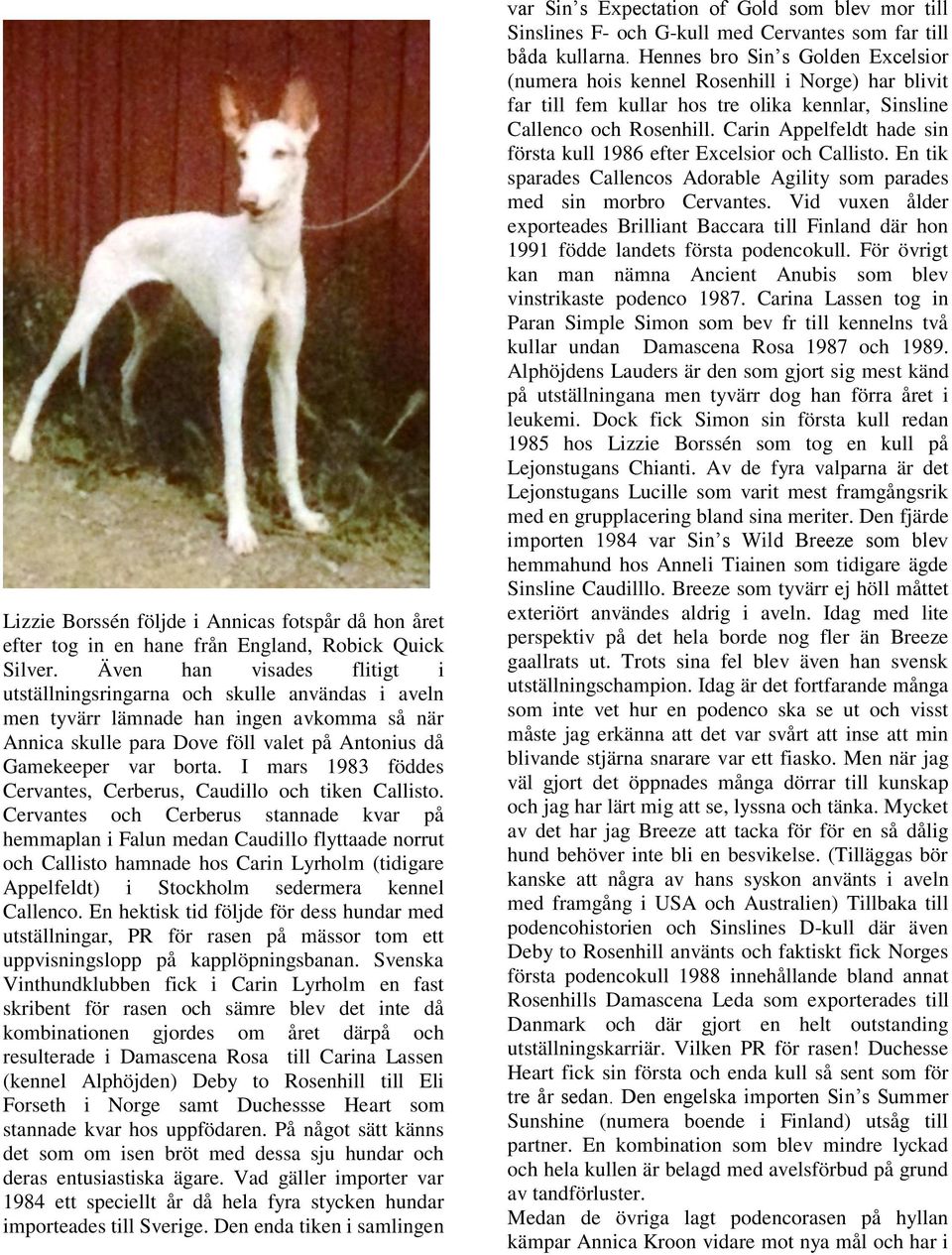 I mars 1983 föddes Cervantes, Cerberus, Caudillo och tiken Callisto.