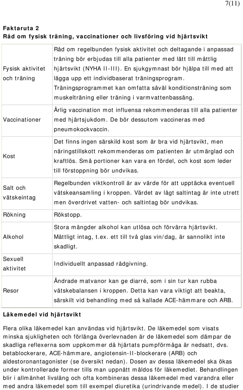 Träningsprogrammet kan omfatta såväl konditionsträning som muskelträning eller träning i varmvattenbassäng.