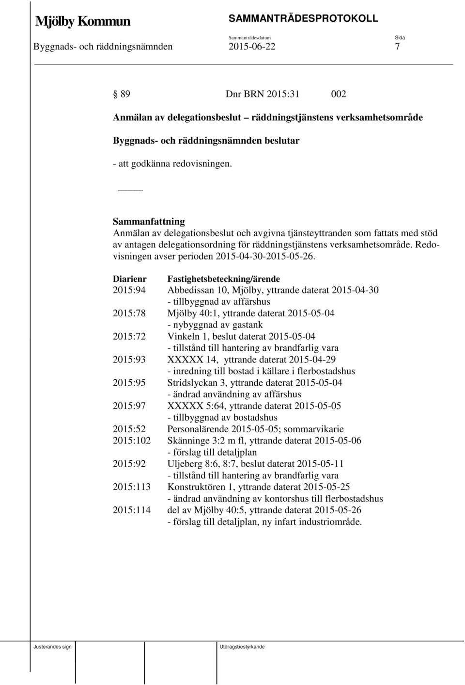 Redovisningen avser perioden 2015-04-30-2015-05-26.