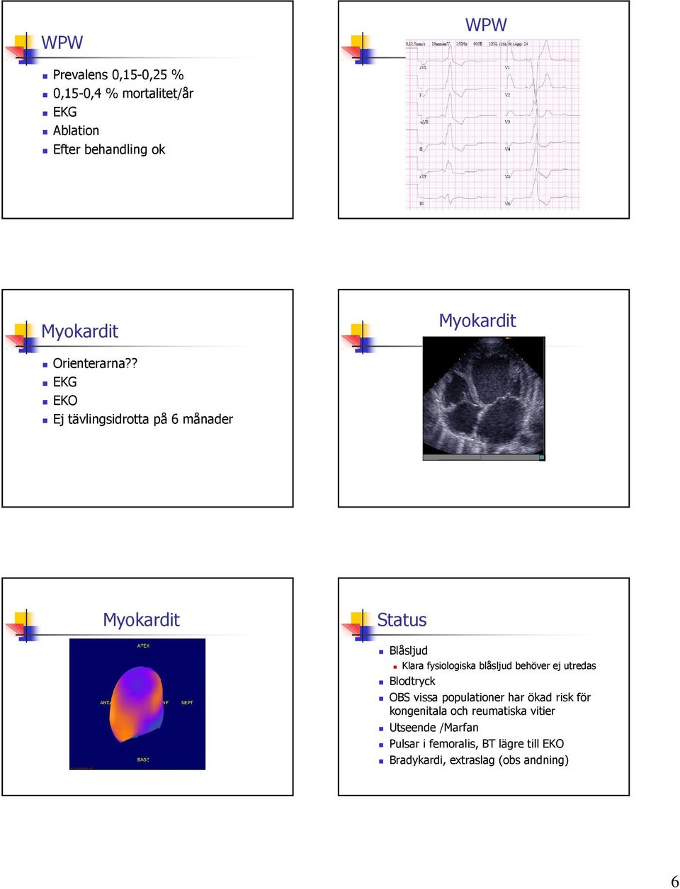 ? EKG EKO Ej tävlingsidrotta på 6 månader Myokardit Status Blåsljud Klara fysiologiska blåsljud behöver