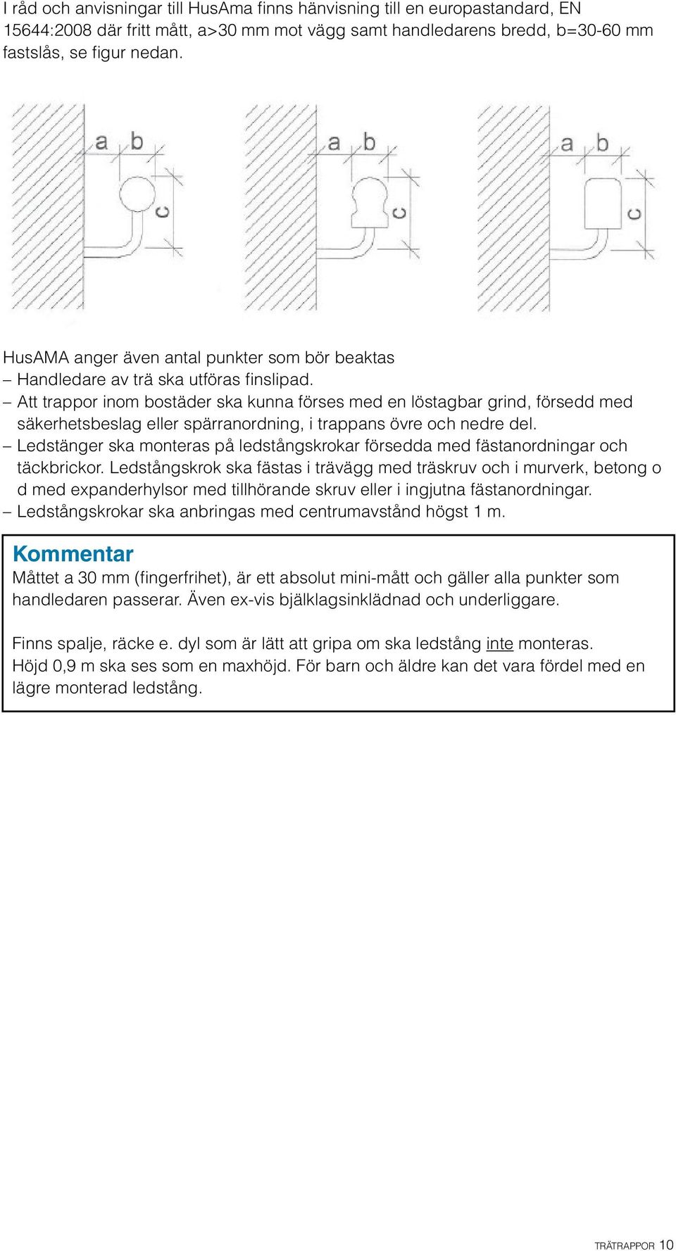 Att trappor inom bostäder ska kunna förses med en löstagbar grind, försedd med säkerhetsbeslag eller spärranordning, i trappans övre och nedre del.