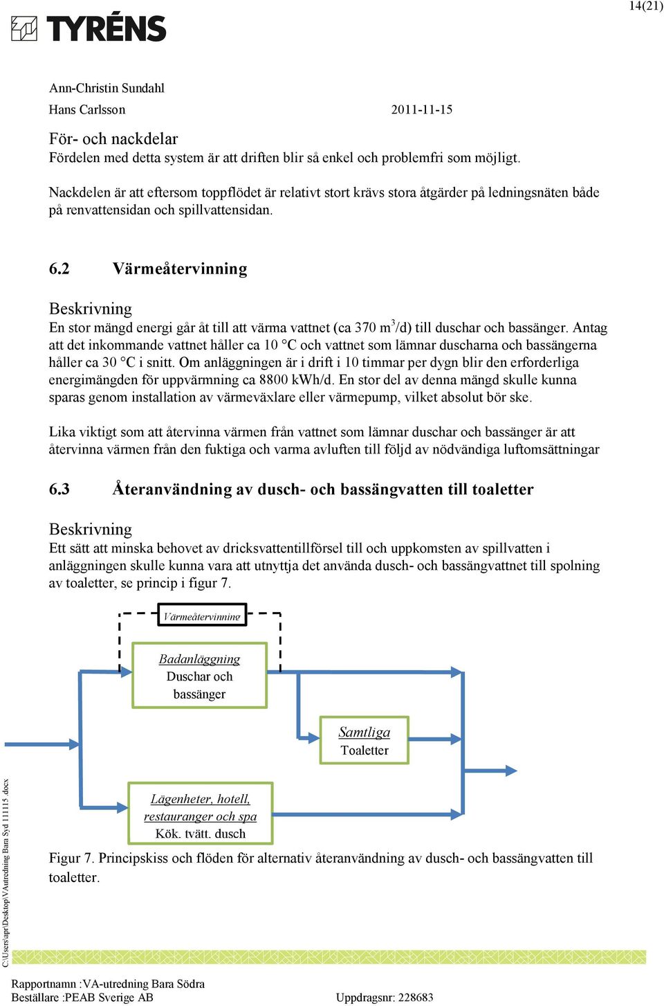 2 Värmeåtervinning Beskrivning En stor mängd energi går åt till att värma vattnet (ca 370 m 3 /d) till duschar och bassänger.