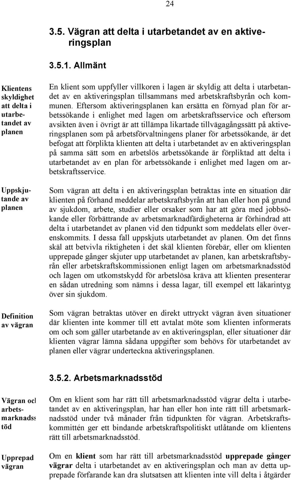 aktiveringsplan tillsammans med arbetskraftsbyrån och kommunen.
