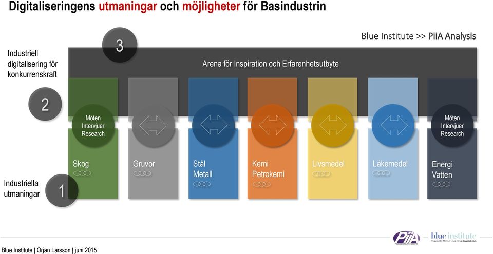 Blue Institute >> PiiA Analysis 2 Möten Intervjuer Research Möten Intervjuer
