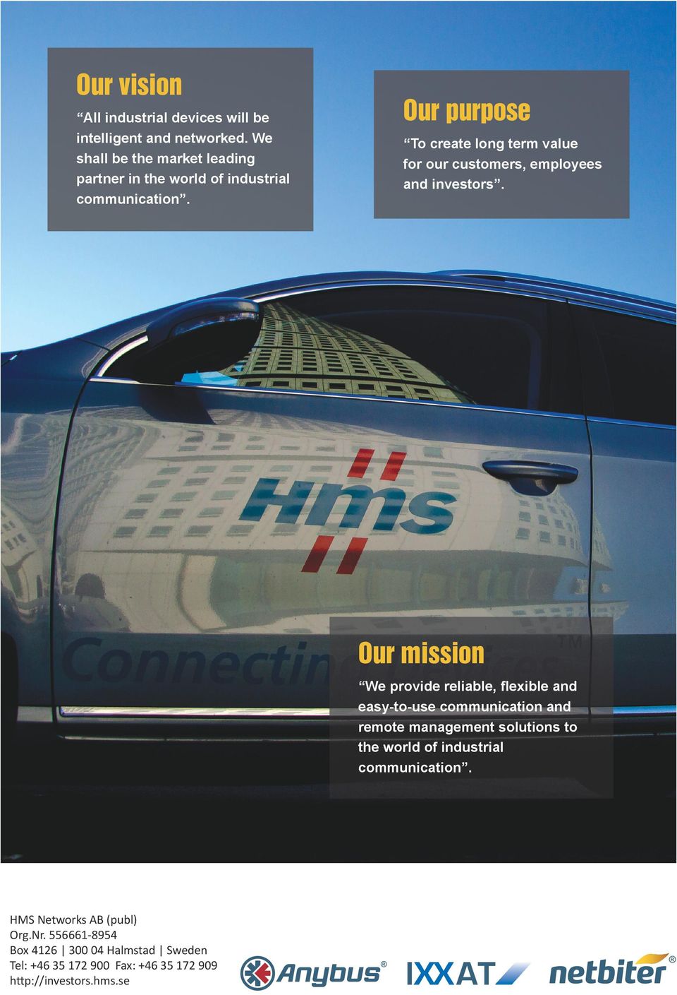 Our purpose To create long term value for our customers, employees and investors.