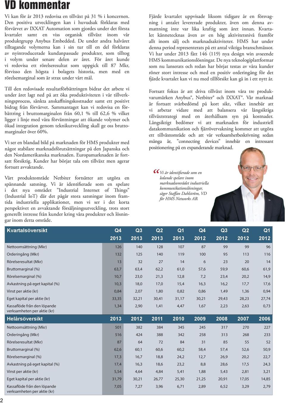 De under andra halvåret tilltagande volymerna kan i sin tur till en del förklaras av nyintroducerade kundanpassade produkter, som tilltog i volym under senare delen av året.