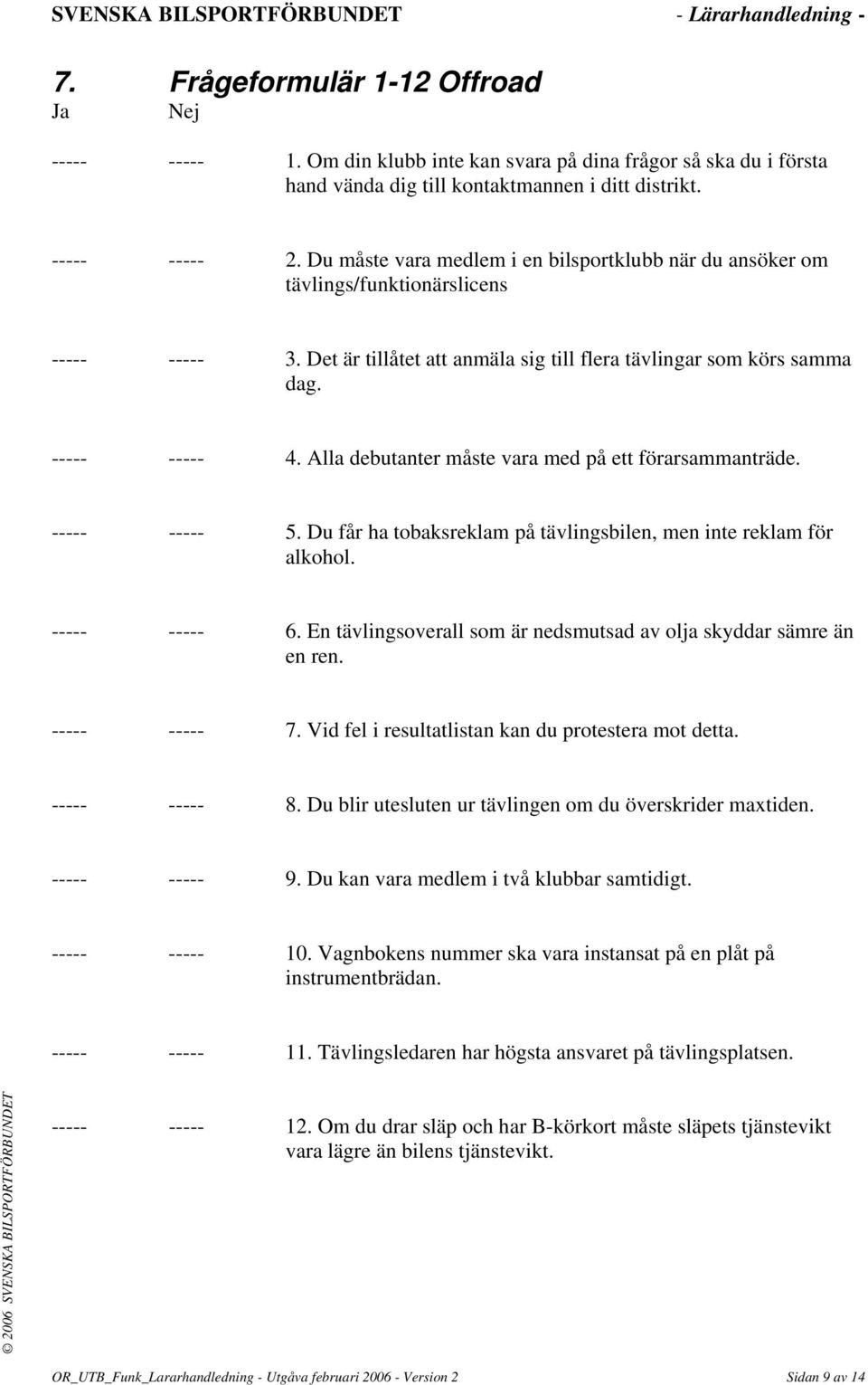 Alla debutanter måste vara med på ett förarsammanträde. ----- ----- 5. Du får ha tobaksreklam på tävlingsbilen, men inte reklam för alkohol. ----- ----- 6.