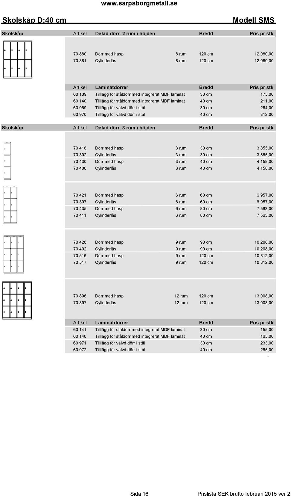 integrerat MDF laminat 30 cm 175,00 60 140 Tilllägg för ståldörr med integrerat MDF laminat 40 cm 211,00 60 969 Tilllägg för välvd dörr i stål 30 cm 284,00 60 970 Tilllägg för välvd dörr i stål 40 cm