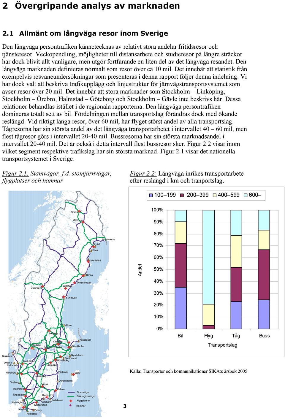 Den långväga marknaden definieras normalt som resor över ca 10 mil. Det innebär att statistik från exempelvis resvaneundersökningar som presenteras i denna rapport följer denna indelning.